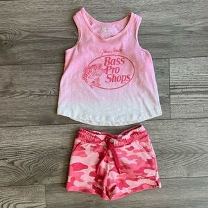Bass Pro Shops Logo Tank Top & Logo Drawstring Shorts for Girls Pink Ombré Camo